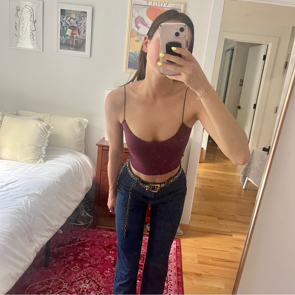 Free People Intimately Skinny Strap Seamless Brami in Burgundy💋♥️